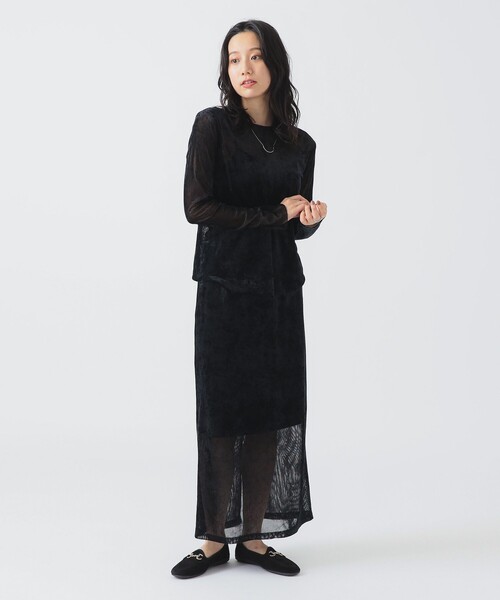 B:MING by BEAMS(ビーミングバイビームス)の「シアー ベロア ロングスリーブ Tシャツ(Tシャツ/カットソー・レディース・ブラック/ブラック系その他2/ブルー系その他・ONE SIZE)」の4枚目の写真