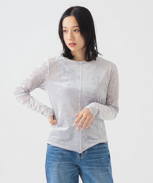 B:MING by BEAMS(ビーミングバイビームス)の「シアー ベロア ロングスリーブ Tシャツ(Tシャツ/カットソー・レディース・ブラック/ブラック系その他2/ブルー系その他・ONE SIZE)」の14枚目の写真