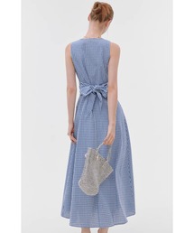 ギンガムチェック サイドリボン ノースリーブワンピース