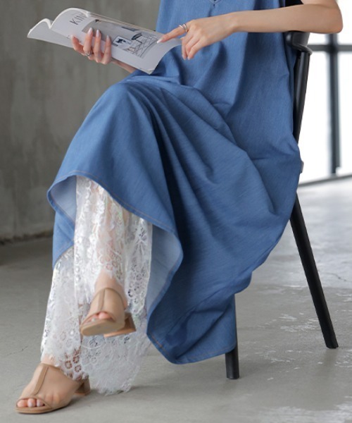 HUG.U（ハグユー）の「重ねて楽しむ 裾レースペチパンツ（その他パンツ・レディース・ブラック/ホワイト・トール丈/レギュラー丈）」の8枚目の写真