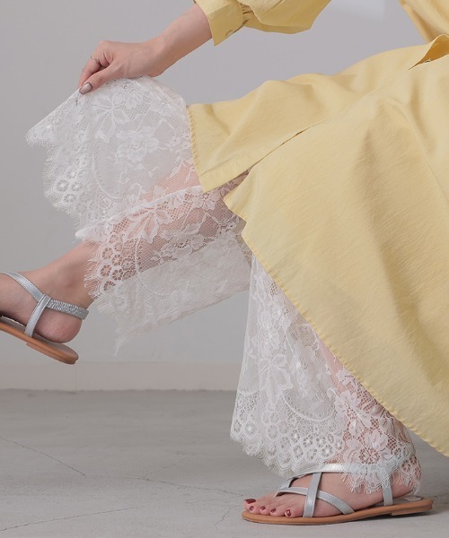 HUG.U（ハグユー）の「重ねて楽しむ 裾レースペチパンツ（その他パンツ・レディース・ブラック/ホワイト・トール丈/レギュラー丈）」の7枚目の写真