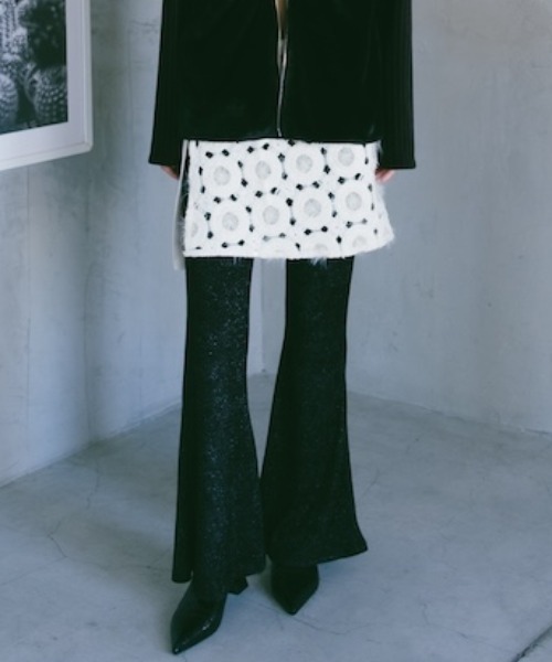 sahara（サハラ）の「Glitter Velour Stretch Pants/グリッターヴェロアストレッチパンツ（その他パンツ・レディース・ブラック/ワイン/モカ・M/S）」の2枚目の写真