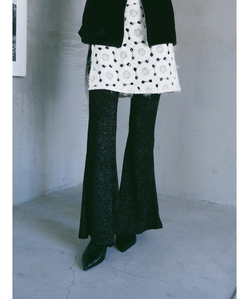 sahara グリッターヴェロアストレッチパンツ ブラック Glitter Velour Stretch Pants/グリッターヴェロアストレッチパンツ