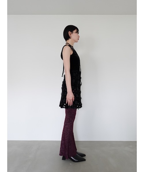 sahara グリッターヴェロアストレッチパンツ ブラック Glitter Velour Stretch Pants/グリッターヴェロアストレッチパンツ