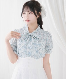 選べる柄シンプルボウタイシャツブラウス