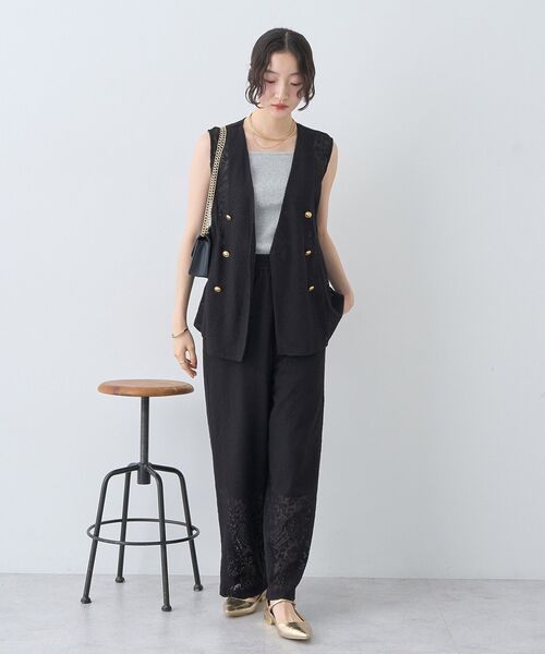 earth music&ecology（アースミュージックアンドエコロジー）の「レースイージーパンツ（その他パンツ・レディース・ブラック/モカ・S/M）」の8枚目の写真