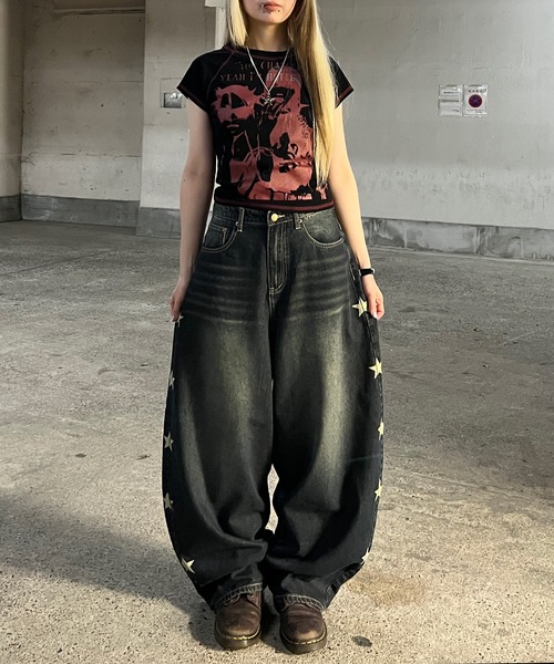 Figments（フィグメンツ）の「サイドスターカーブデニム（デニムパンツ・レディース・ライトブルー・SMALL/MEDIUM）」の3枚目の写真