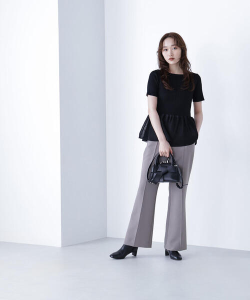 NATURAL BEAUTY BASIC（ナチュラルビューティーベーシック）の「◇シアーペプラムフォルムニット（ニット/セーター・レディース・ブラック/オレンジ/ブラウン・FREE）」の9枚目の写真