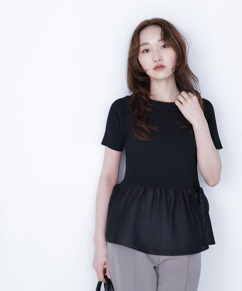 NATURAL BEAUTY BASIC（ナチュラルビューティーベーシック）の「◇シアーペプラムフォルムニット（ニット/セーター・レディース・ブラック/オレンジ/ブラウン・FREE）」の12枚目の写真