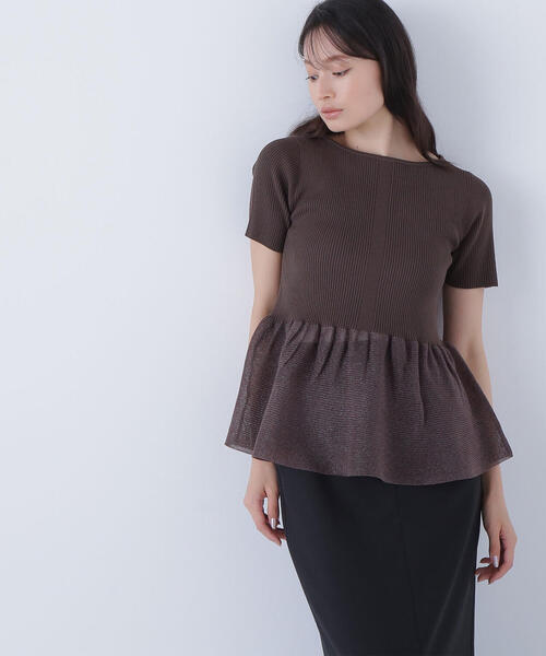 NATURAL BEAUTY BASIC（ナチュラルビューティーベーシック）の「◇シアーペプラムフォルムニット（ニット/セーター・レディース・ブラック/オレンジ/ブラウン・FREE）」の22枚目の写真