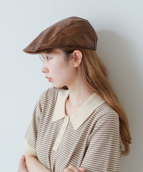 Kastane（カスタネ）の「レザーハンチング（ハンチング/ベレー帽・レディース・ブラウン/カーキ/ブラック・FREE）」の14枚目の写真