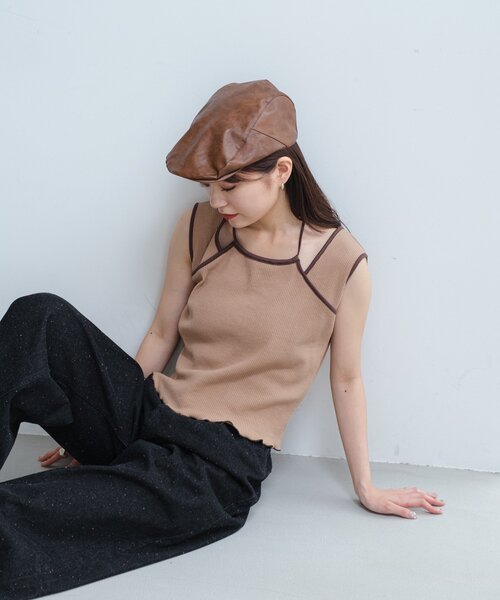 Kastane（カスタネ）の「レザーハンチング（ハンチング/ベレー帽・レディース・ブラウン/カーキ/ブラック・FREE）」の18枚目の写真