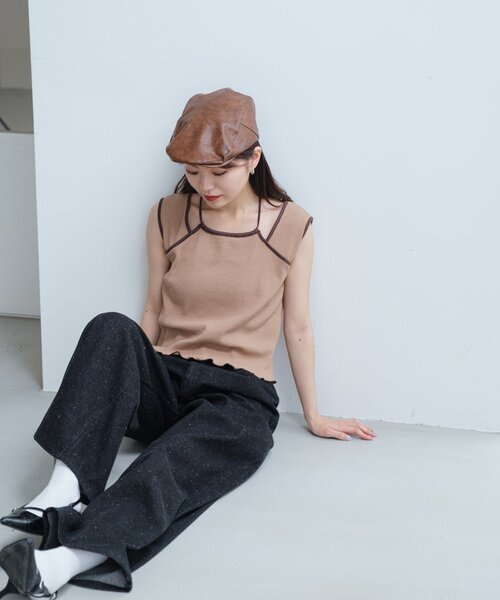 Kastane（カスタネ）の「レザーハンチング（ハンチング/ベレー帽・レディース・ブラウン/カーキ/ブラック・FREE）」の19枚目の写真