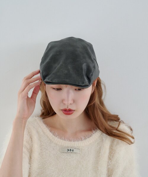 Kastane（カスタネ）の「レザーハンチング（ハンチング/ベレー帽・レディース・ブラウン/カーキ/ブラック・FREE）」の6枚目の写真