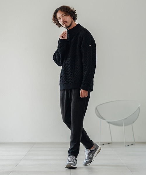 CALL&RESPONSE(コールアンドレスポンス)の「mn3145-ヘリンボーンハーフZIP PO-サイセンタク プルオーバー(ニット/セーター・メンズ・ブラック/ベージュ/ブラウン・2/4/5)」の7枚目の写真