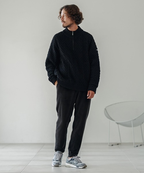 CALL&RESPONSE(コールアンドレスポンス)の「mn3145-ヘリンボーンハーフZIP PO-サイセンタク プルオーバー(ニット/セーター・メンズ・ブラック/ベージュ/ブラウン・2/4/5)」の8枚目の写真