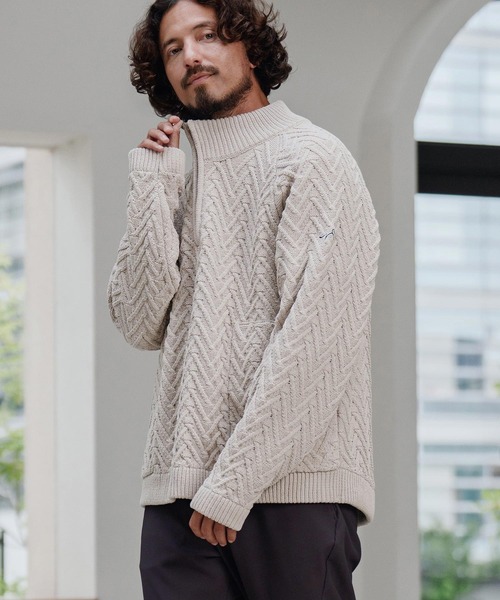CALL&RESPONSE(コールアンドレスポンス)の「mn3145-ヘリンボーンハーフZIP PO-サイセンタク プルオーバー(ニット/セーター・メンズ・ブラック/ベージュ/ブラウン・2/4/5)」の10枚目の写真