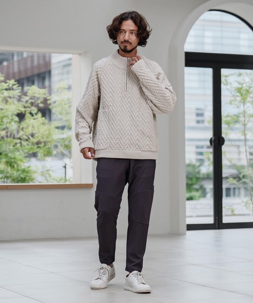 CALL&RESPONSE(コールアンドレスポンス)の「mn3145-ヘリンボーンハーフZIP PO-サイセンタク プルオーバー(ニット/セーター・メンズ・ブラック/ベージュ/ブラウン・2/4/5)」の14枚目の写真