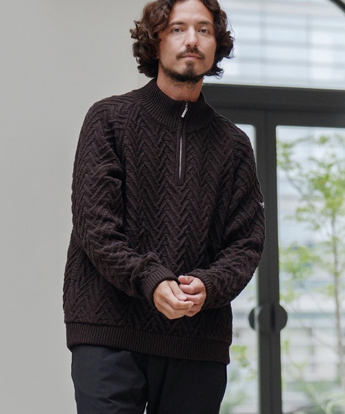 CALL&RESPONSE(コールアンドレスポンス)の「mn3145-ヘリンボーンハーフZIP PO-サイセンタク プルオーバー(ニット/セーター・メンズ・ブラック/ベージュ/ブラウン・2/4/5)」の18枚目の写真