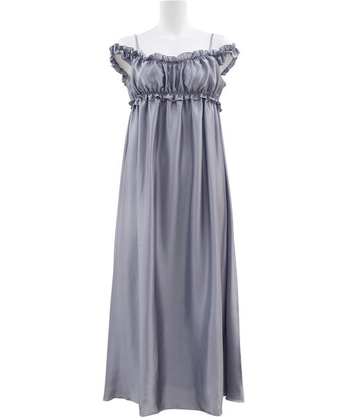 Cafe ギャザーオフショルロングドレス（ルームワンピース）｜ANNEBRA