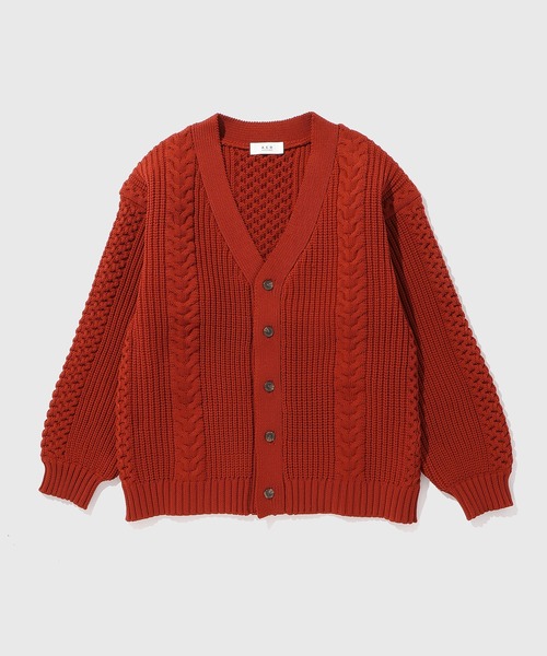 ADAM ET ROPE'（アダムエロペ）の「【WEB限定】ボリューム ケーブル オーバーサイズ カーディガン / 超軽量 / ユニセックス（カーディガン/ボレロ・メンズ・レッド系その他4/チャコールグレー/オフホワイト/スミクロ・M/L）」の4枚目の写真