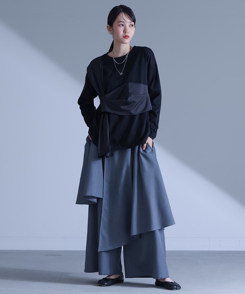 kOhAKU(コハク)の「布帛ドッキングカットソー(Tシャツ/カットソー・レディース・ブラック/カーキ・2/1)」の8枚目の写真