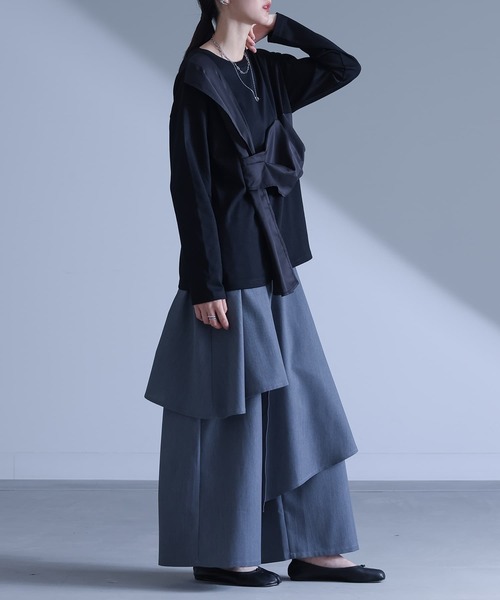 kOhAKU(コハク)の「布帛ドッキングカットソー(Tシャツ/カットソー・レディース・ブラック/カーキ・2/1)」の7枚目の写真