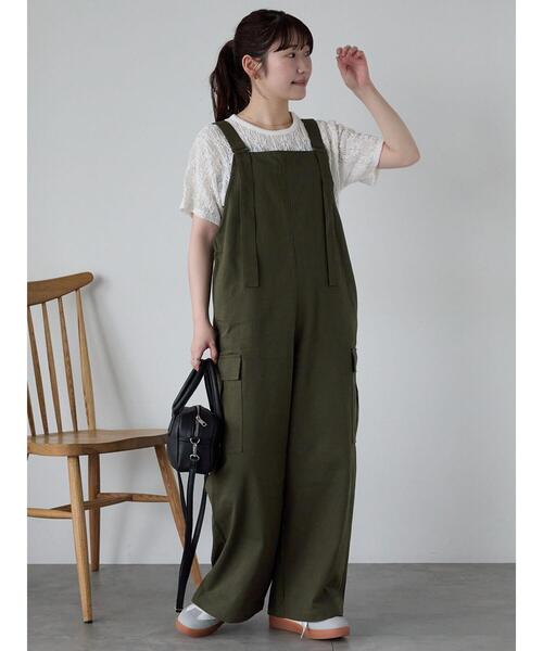 ehka sopo（エヘカソポ）の「カーゴサロペット（サロペット/オーバーオール・レディース・ブラック/ライトベージュ/カーキ・F）」の3枚目の写真