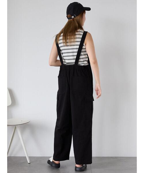 ehka sopo（エヘカソポ）の「カーゴサロペット（サロペット/オーバーオール・レディース・ブラック/ライトベージュ/カーキ・F）」の10枚目の写真