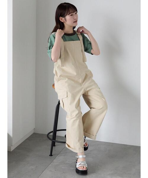 ehka sopo（エヘカソポ）の「カーゴサロペット（サロペット/オーバーオール・レディース・ブラック/ライトベージュ/カーキ・F）」の12枚目の写真