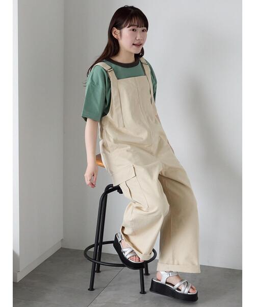 ehka sopo（エヘカソポ）の「カーゴサロペット（サロペット/オーバーオール・レディース・ブラック/ライトベージュ/カーキ・F）」の13枚目の写真