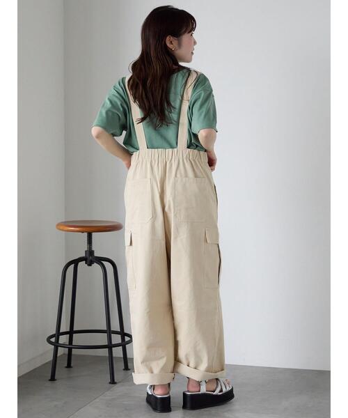 ehka sopo（エヘカソポ）の「カーゴサロペット（サロペット/オーバーオール・レディース・ブラック/ライトベージュ/カーキ・F）」の18枚目の写真