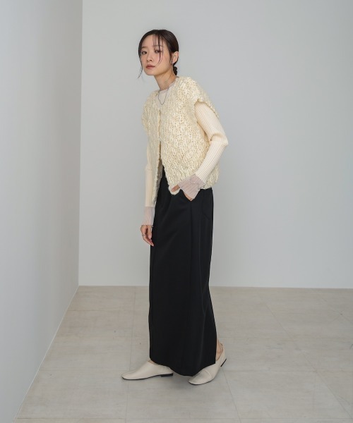 Bab(バブ)の「ハンドニットベスト(ベスト・レディース・アイボリー/ブラック・FREE)」の6枚目の写真