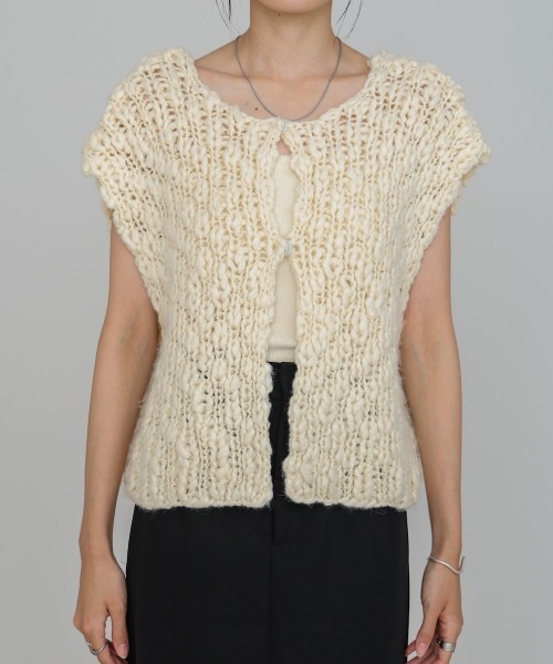 Bab(バブ)の「ハンドニットベスト(ベスト・レディース・アイボリー/ブラック・FREE)」の21枚目の写真