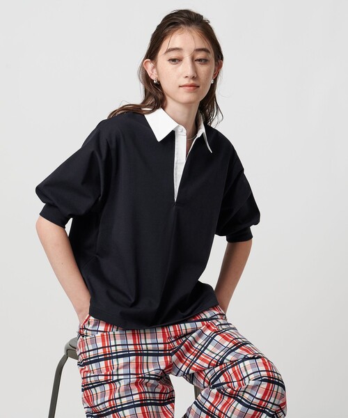 ユナイテッドアローズ UNITED ARROWS 黒 バルーンスリーブ ポンチ バルーンスリーブ カットソー ‐ウォッシャブル‐（Tシャツ
