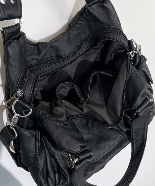 ヴィンテージ ライク マルチポケット 2WAY ショルダー バッグ バイカー