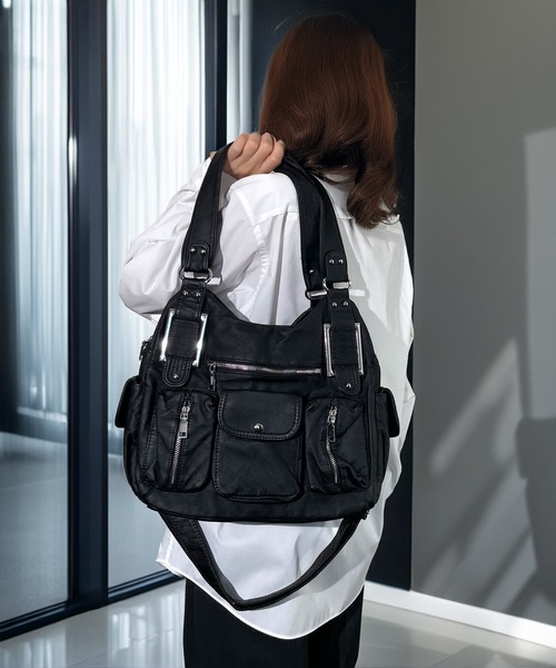 ヴィンテージ ライク マルチポケット 2WAY ショルダー バッグ バイカー