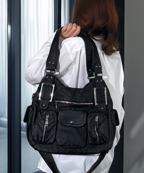 セール】ヴィンテージ ライク マルチポケット 2WAY ショルダー バッグ セール】ヴィンテージ ライク マルチポケット 2WAY ショルダー バッグ