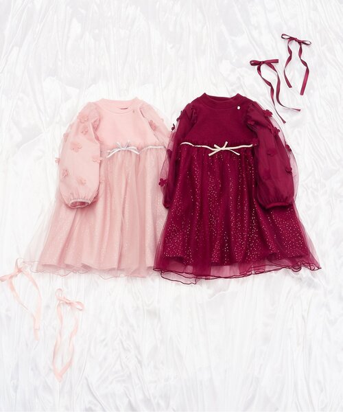 apres les cours(アプレレクール)の「お花モチーフラメチュールワンピース_アプレレクールマシェリ(ワンピース・キッズ・ピンク/ワインレッド・80/90/100/110/130/120)」の19枚目の写真