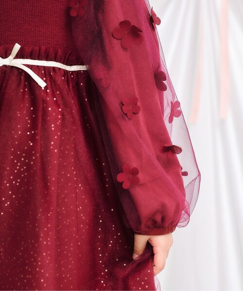 apres les cours(アプレレクール)の「お花モチーフラメチュールワンピース_アプレレクールマシェリ(ワンピース・キッズ・ピンク/ワインレッド・80/90/100/110/130/120)」の15枚目の写真