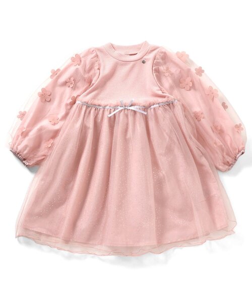 apres les cours(アプレレクール)の「お花モチーフラメチュールワンピース_アプレレクールマシェリ(ワンピース・キッズ・ピンク/ワインレッド・80/90/100/110/130/120)」の12枚目の写真