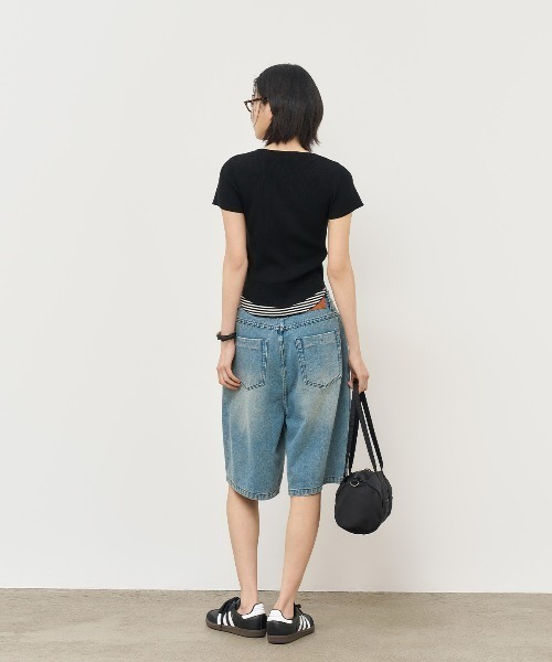 GENERAL IDEA（ジェネラルアイデア）の「GENERAL IDEA/ジェネラルアイディア stripe layered pullover レイヤード 半袖トップス（Tシャツ/カットソー・レディース・ブラック/スカイブルー/ホワイト・S/M/L）」の20枚目の写真