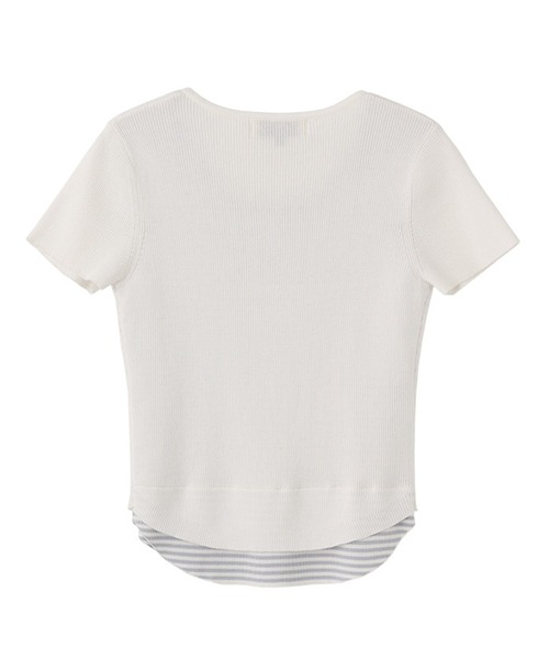 GENERAL IDEA（ジェネラルアイデア）の「GENERAL IDEA/ジェネラルアイディア stripe layered pullover レイヤード 半袖トップス（Tシャツ/カットソー・レディース・ブラック/スカイブルー/ホワイト・S/M/L）」の5枚目の写真