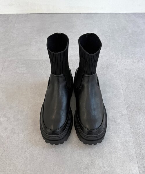 CPCM（シーピーシーエム）の「厚底ニットブーツ（ブーツ・レディース・ブラウン/ブラック/アイボリー・MEDIUM/LARGE）」の8枚目の写真