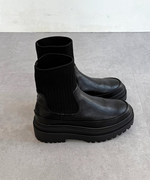 CPCM（シーピーシーエム）の「厚底ニットブーツ（ブーツ・レディース・ブラウン/ブラック/アイボリー・MEDIUM/LARGE）」の9枚目の写真