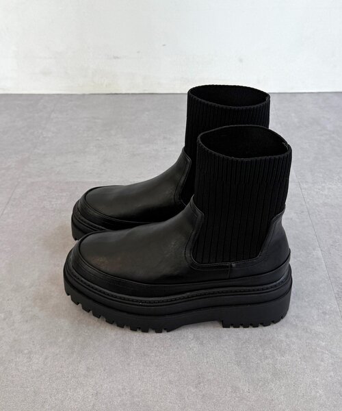 CPCM（シーピーシーエム）の「厚底ニットブーツ（ブーツ・レディース・ブラウン/ブラック/アイボリー・MEDIUM/LARGE）」の11枚目の写真