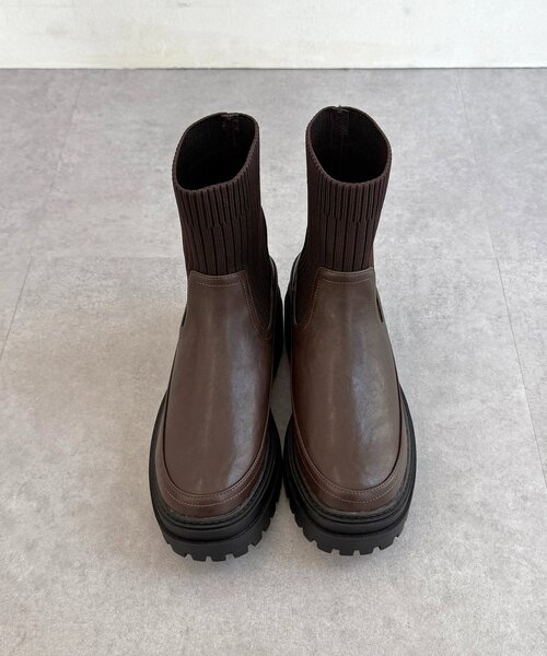 CPCM（シーピーシーエム）の「厚底ニットブーツ（ブーツ・レディース・ブラウン/ブラック/アイボリー・MEDIUM/LARGE）」の16枚目の写真