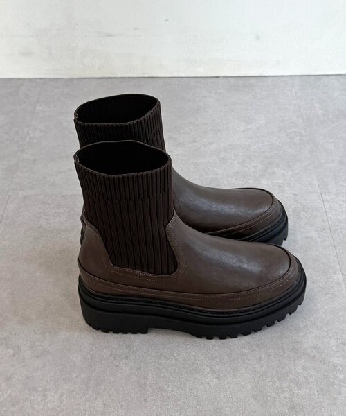 CPCM（シーピーシーエム）の「厚底ニットブーツ（ブーツ・レディース・ブラウン/ブラック/アイボリー・MEDIUM/LARGE）」の17枚目の写真