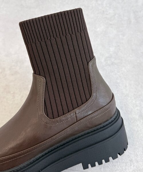 CPCM（シーピーシーエム）の「厚底ニットブーツ（ブーツ・レディース・ブラウン/ブラック/アイボリー・MEDIUM/LARGE）」の20枚目の写真