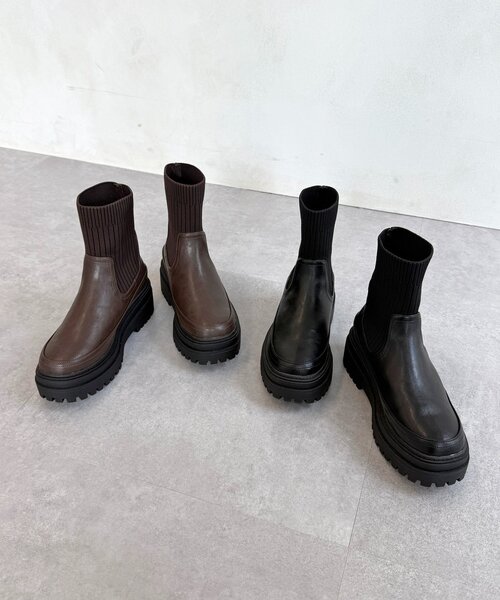 CPCM（シーピーシーエム）の「厚底ニットブーツ（ブーツ・レディース・ブラウン/ブラック/アイボリー・MEDIUM/LARGE）」の21枚目の写真